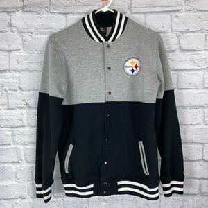 NFL Team Apparel Pittsburgh Steelers button up varsity jacket Paz youth 18